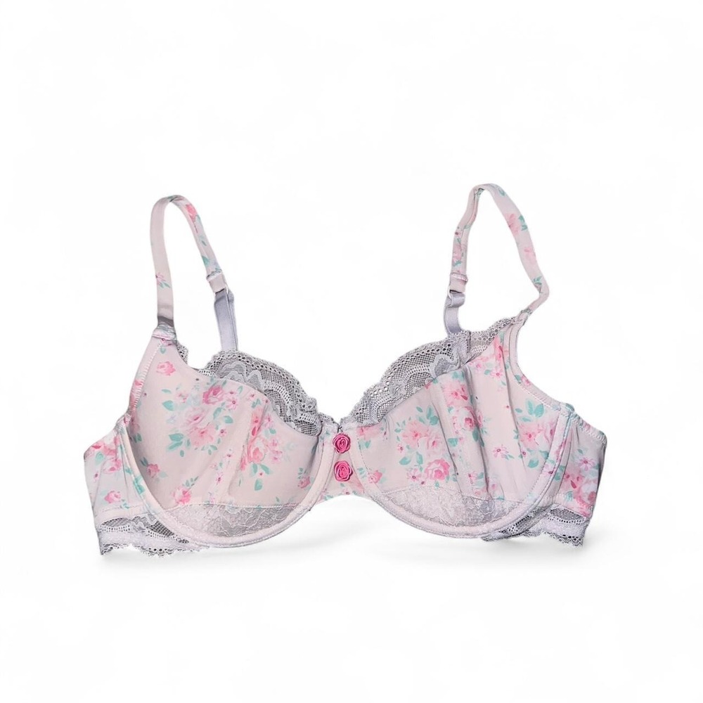 Adore Me longline bra in a soft pink floral print 36B